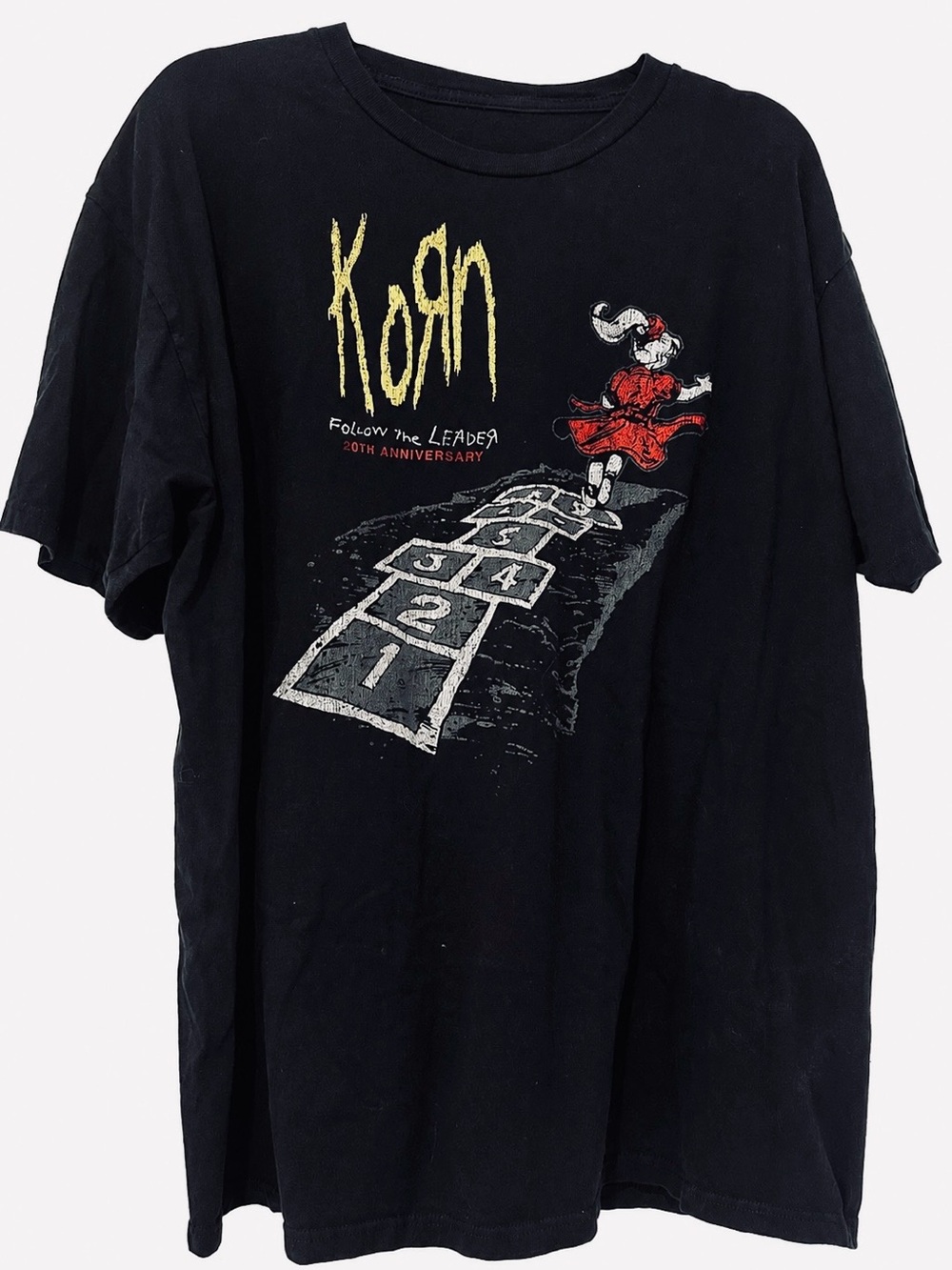 Korn 20th Anniversary Black Graphic Tee with Red Detail